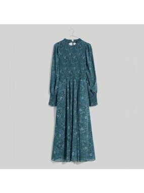 Madewell Womens XL Midi Dress Crinkle Georgette Lucie Tie-Back Woodland Floral